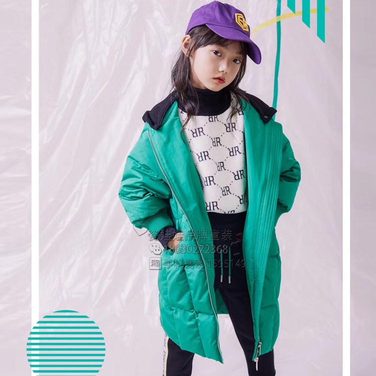 欧恰恰女童2018秋冬新款 童装韩版长款羽绒服e285290531