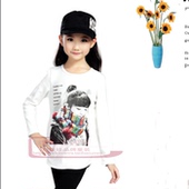 吉亮点女童儿童T恤中大童纯棉圆领加绒卫衣13QD13199