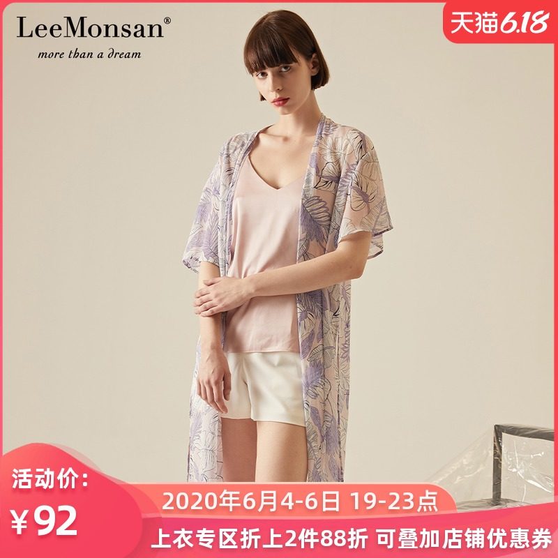 LeeMonsan/枺上19夏新飞飞袖印花长款雪纺开衫薄款外搭女DS18009