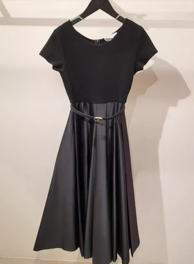 现货 MI*CH*AA韩2025连衣裙黑色圆领裙摆珠光感MIO4-ZOP-920(OL)