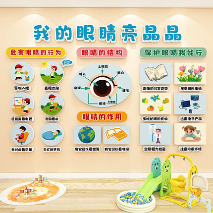 爱护眼睛预防保护视力幼儿园环创主题墙教室布置班级文化墙面装饰