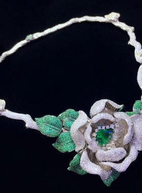 大花朵纯银晚宴婚礼名媛风项圈