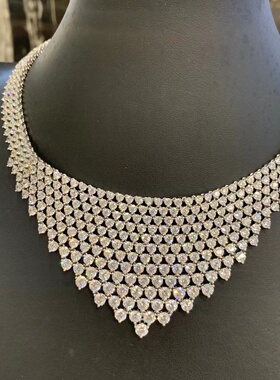 时尚锆石项链短款925纯银精镶高档晚会party 40CM