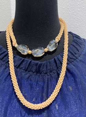 水晶项链长款毛衣链 手工编  清库存 俏立