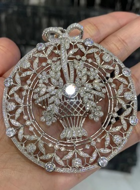复古重工大花盘吊坠925纯银镶锆石高档配衬衫毛衣都可NFNU