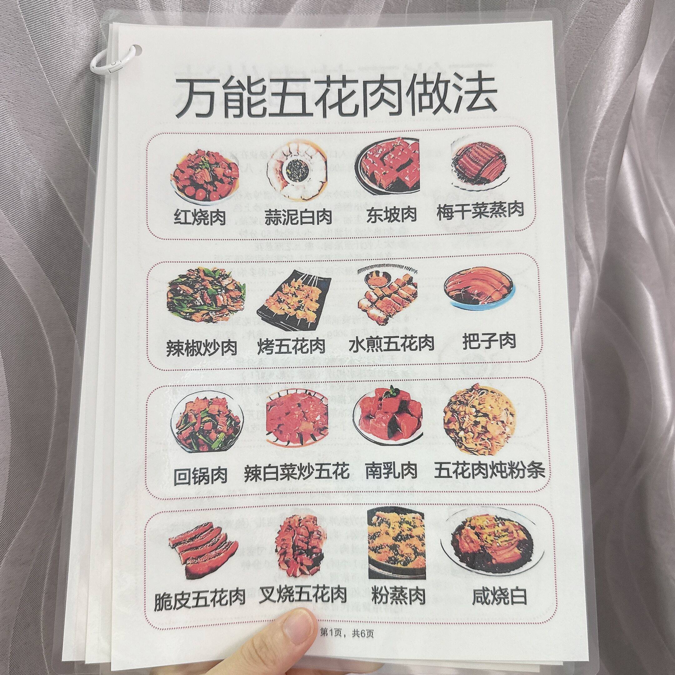 12种鱼肉做法+万能五花肉做法合集美食爱好者必看塑封明信片防水