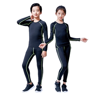 儿童运动紧身衣训练服短袖短裤套装速干衣打底服弹力跑步篮球足球
