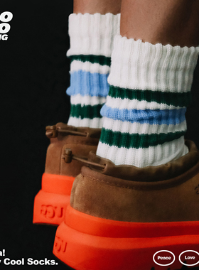 JIOJIOLIKING乔乔莱肯 美式条纹长筒袜毛巾底粗针堆堆袜男士袜子