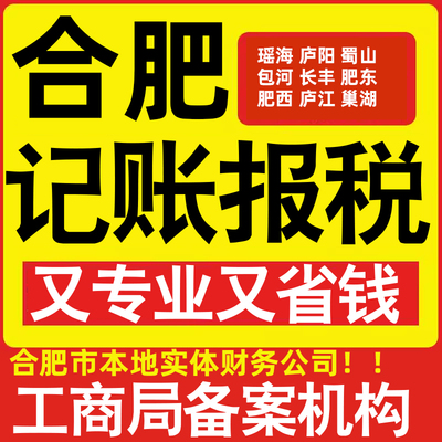 合肥公司代办记账小规模瑶海庐阳蜀山包河区长丰肥东肥西做账报税