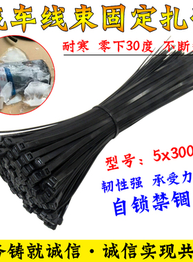 黑色自锁式防冻扎带尼龙耐寒5x300mm勒死狗一拉得线束电线绑带