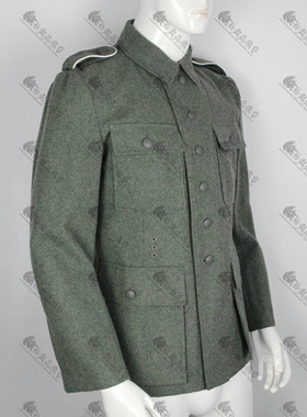 德军WH国防军M43原野灰毛呢野战服上衣 灰绿毛呢制服夹克德国灰