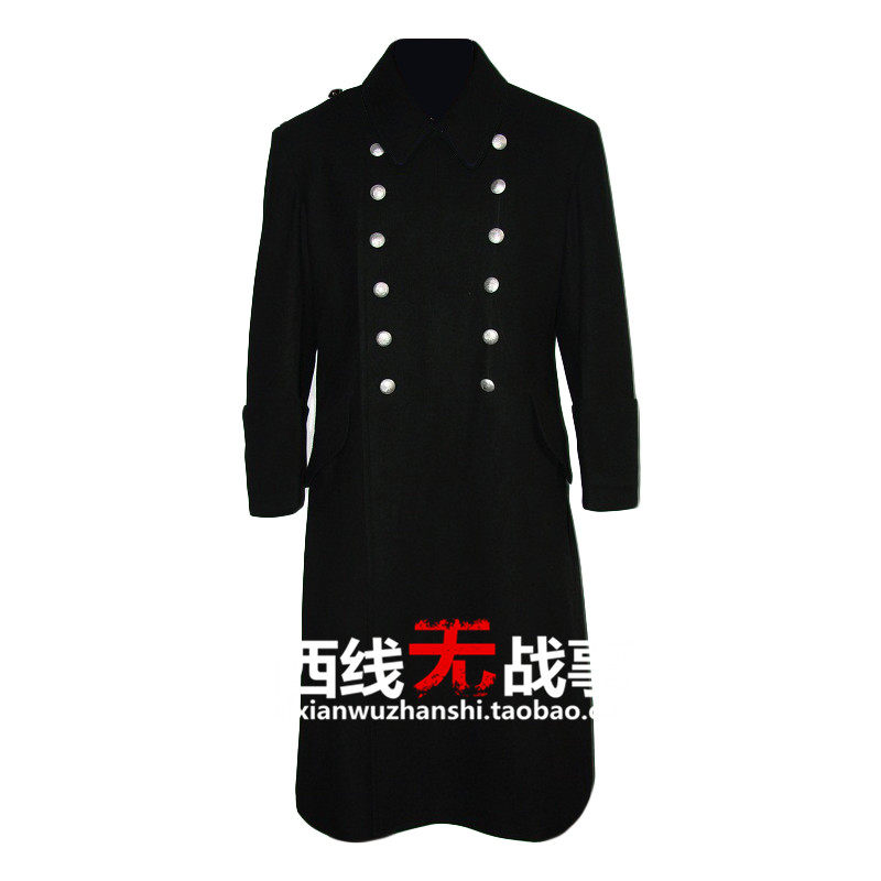 德军32黑色毛呢大衣 德军黑色风衣 德国呢子大衣