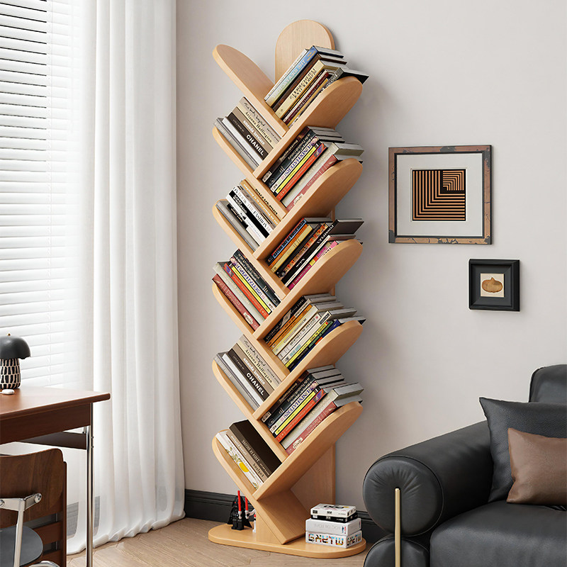 实木树形书架落地置物架家用客厅一体靠墙窄架子不占空间儿童书柜,住宅家具,书架,淘宝优惠券,粉丝福利购,淘宝优惠卷