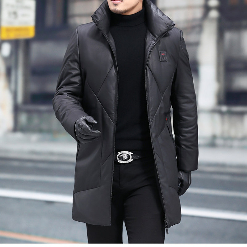 2024新款男士真皮皮衣羽绒服绵羊皮海宁皮夹克立领帅气潮冬季外套