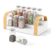 原木北欧风三层调料架 加拿大Umbra Bellwood 可伸缩调味瓶置物架