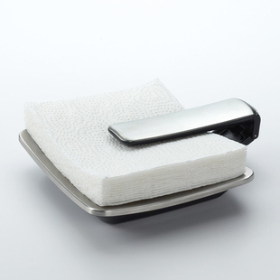 美国OXO 简约大气不锈钢方型餐巾架 创意餐厅纸巾夹餐巾纸收纳架