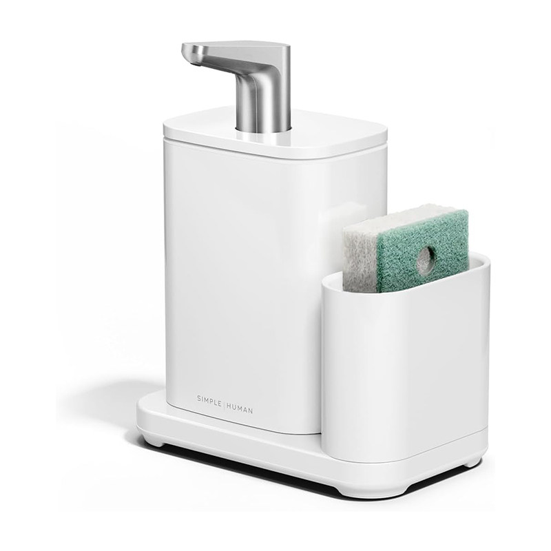 美国simplehuman 高品质不锈钢2合1自动感应皂液器带海绵收纳架图片