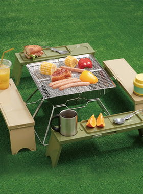 日本原装进口iseto 便携可折叠野餐桌 3只装 户外野餐烧烤装备