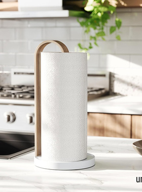 加拿大umbra Bellwood 厨房纸巾架 有设计感实木餐巾卷纸架