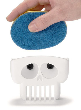 以色列Peleg Design 创意白色骷髅海绵擦沥水架 厨房浴室多用途