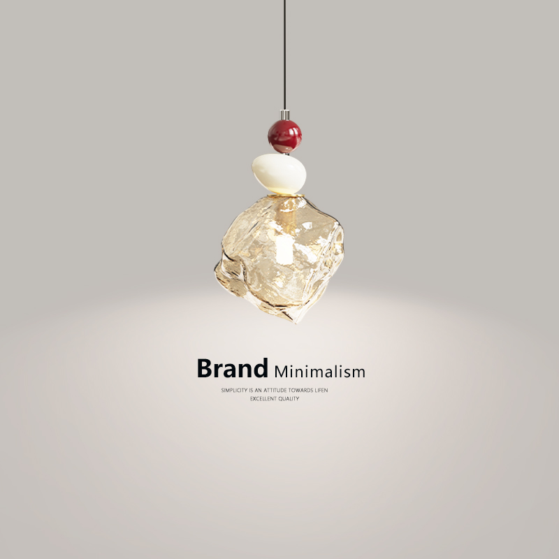 熔岩冰块卧室床头吊灯氛围感吊线灯法式奶油风玻璃过道吧台餐厅灯