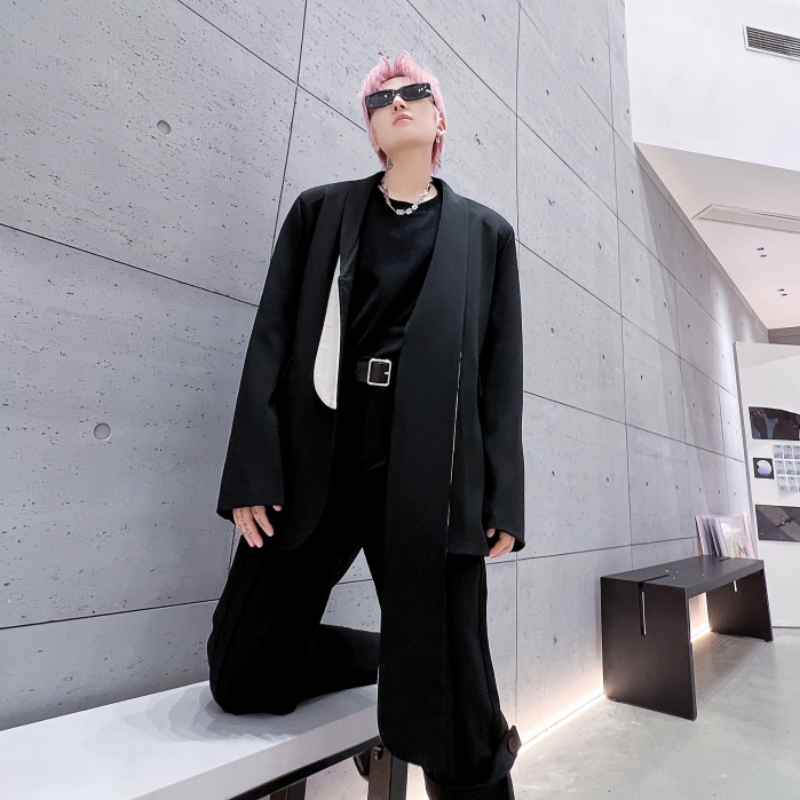 秋冬休闲男西装外套宽松潮流炸街不规则高级感青春西服XF27P135,男装西服套装,星座101A-3