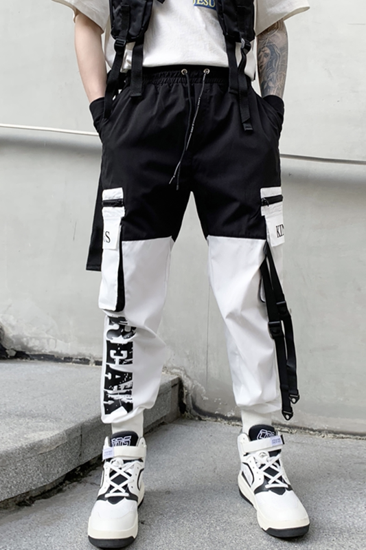 春夏工装机能风织带小脚男潮牌ins束脚休闲青春裤子K886P75,男装工装外套,星座101A-3