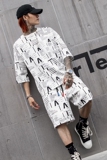 2025夏季五分袖T恤短裤套装男潮流ins超火的上衣服嘻哈男DT02P85，男装牛仔裤，星座101A-3