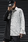 2025春夏男中长款长袖字母印花衬衫棉嘻哈潮发型师服装C59P75，男装衬衫，星座101A-3
