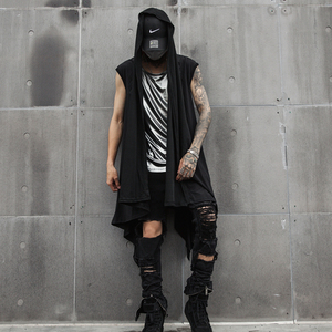 夏季潮男士马甲背心个性潮暗黑系长款披肩发型师服装 MJ30 P85图片