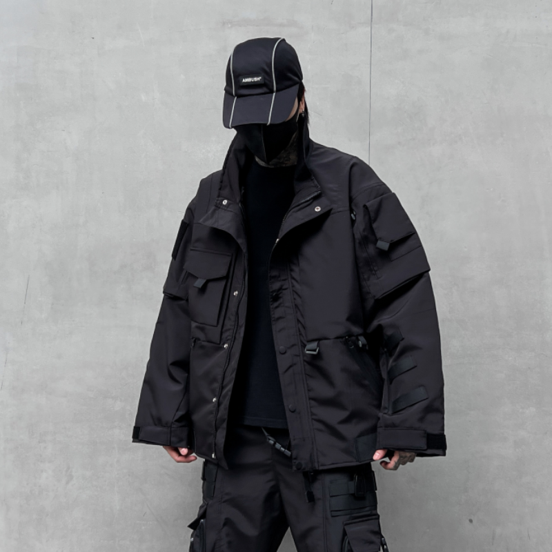 秋冬男暗黑纯色夹克机能风宽松工装潮牌休闲上衣外套W360P175,男装夹克,星座101A-3