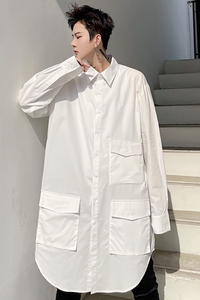 2025春季中长款衬衫男个性潮流宽松暗黑青春舞台装衬衣 C226 P75图片