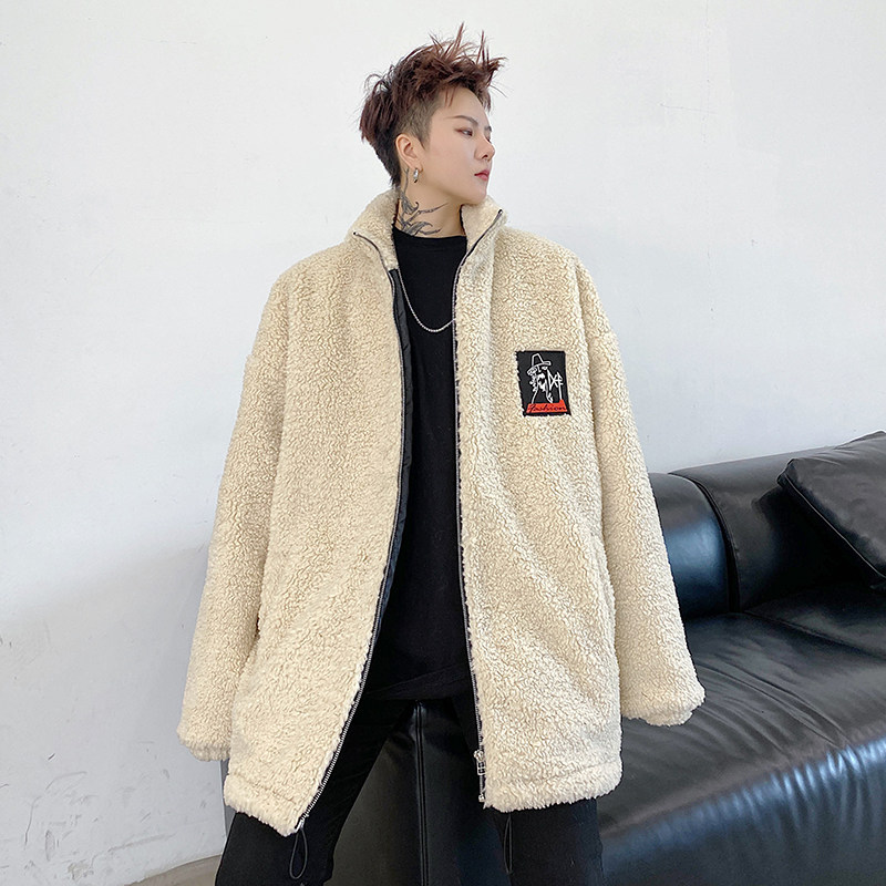 冬季羊羔毛夹克加厚男棉服潮流刺绣宽松青年休闲外套W207P125,男装夹克,星座101A-3