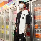 夏季男士新款T黑白拼色时尚个性印花潮男士五分袖T恤T413P55，男装T恤，星座101A-3
