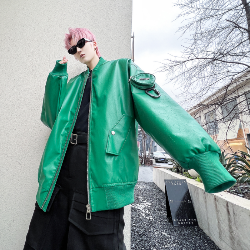 秋冬仿皮夹克男潮流炸街帅气宽松青春纯色休闲皮衣外套W330P135，男装夹克，星座101A-3