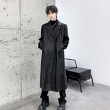 秋冬双排扣中长款过膝宽松水洗皮西服男潮流高级风衣外套F502P205，男装西服，星座101A-3