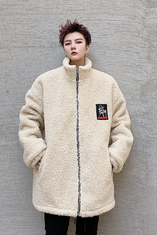 冬季羊羔毛夹克加厚男棉服潮流刺绣宽松青年休闲外套W207P125,男装夹克,星座101A-3
