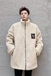 冬季羊羔毛夹克加厚男棉服潮流刺绣宽松青年休闲外套 W207 P125图片