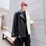 秋冬仿皮夹克男潮流炸街帅气宽松青春拼接休闲皮衣外套W329P135，男装夹克，星座101A-3