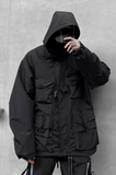 秋冬男暗黑纯色夹克机能风宽松工装潮牌休闲连帽上衣外套W349P175，男装夹克，星座101A-3