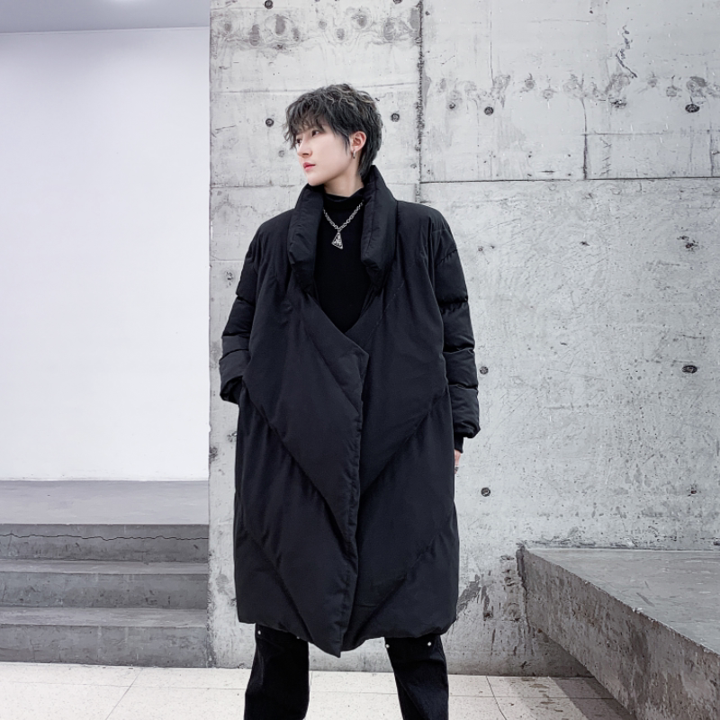 山本风暗黑冬季中长款过膝宽松加厚棉服男潮流保暖棉袄F505P185,男装棉衣,星座101A-3