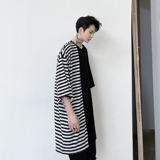 夏季男女圆领短袖T恤潮流ins拼接条纹宽松青春休闲半袖T606P55，男装T恤，星座101A-3