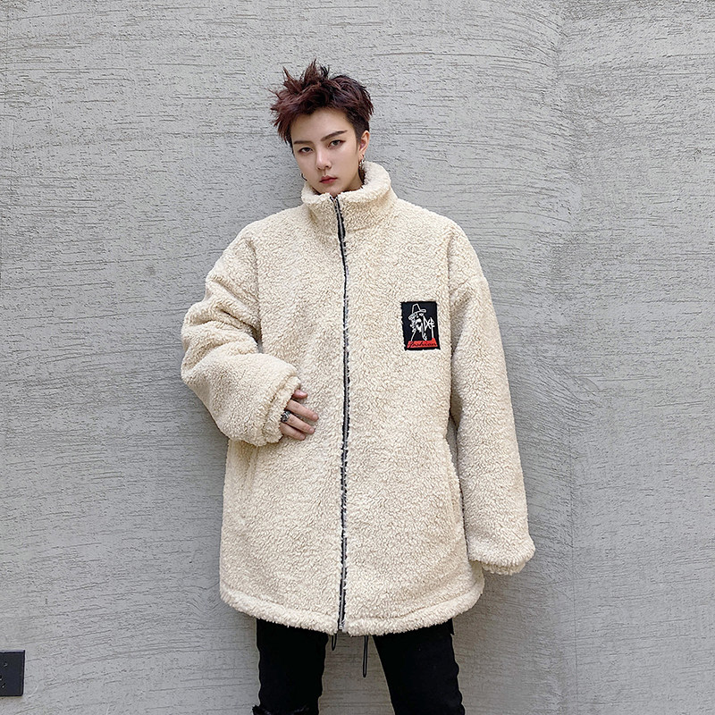 冬季羊羔毛夹克加厚男棉服潮流刺绣宽松青年休闲外套W207P125，男装夹克，星座101A-3