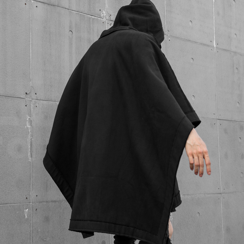 秋冬新款男士宽松蝙蝠式潮暗黑系时尚休闲男风衣外套W182P125,男装风衣,星座101A-3