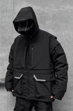 暗黑男秋冬宽松加厚连帽棉服潮流机能冲锋衣工装外套W358P185，男装夹克，星座101A-3