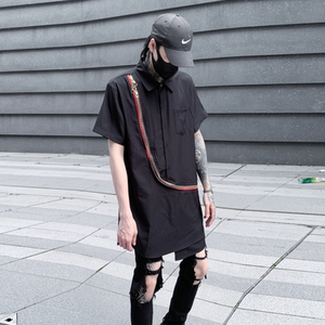 夏季暗黑系男士短袖衬衫潮流炸街宽松休闲短袖衬衣 C300 P85图片