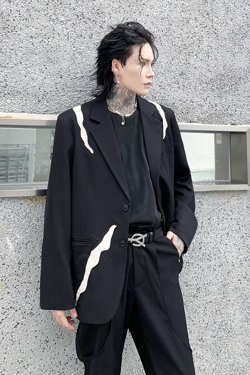 秋冬西服男解构宽松潮流炸街帅气青年发型师高级感外套XF13P145,男装西服,星座101A-3
