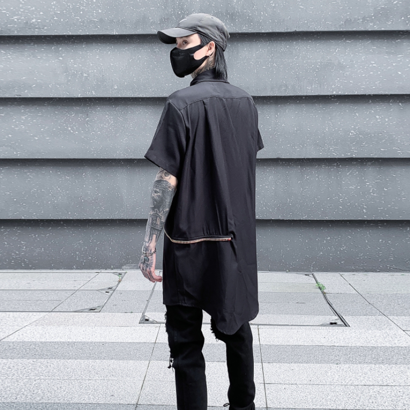 夏季暗黑系男士短袖衬衫潮流炸街宽松休闲短袖衬衣C300P85,男装T恤,星座101A-3