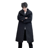 冬季菱形格宽松中长款过膝棉衣男潮流保暖棉服风衣外套F506P155，男装风衣，星座101A-3