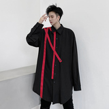 2025春夏织带撞色长袖衬衣潮流免烫男士青年帅气宽松衬衫C72P65，男装衬衫，星座101A-3